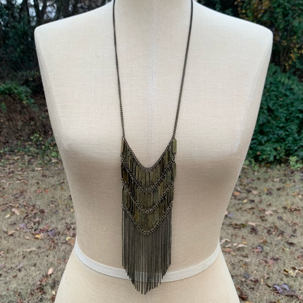 Chain Mail Fringe Statement Necklace - Picture 3 of 13